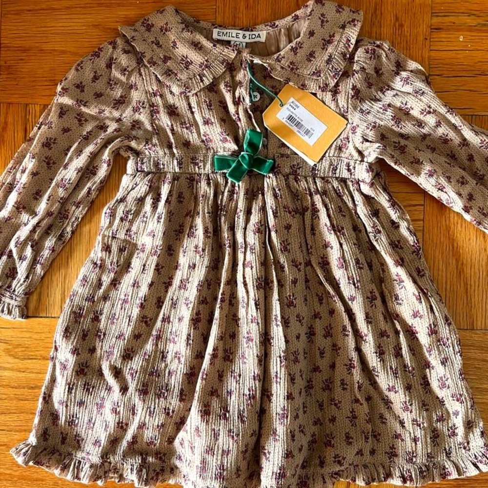 Emile et Ida Embroidered Cotton Voile Dress in Old Rose